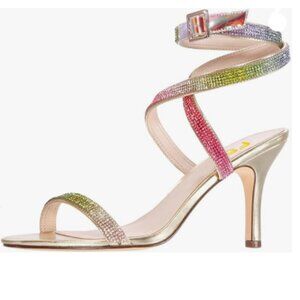 FSJ Rainbow Strappy Open Toe Sandal Ankle Wrap Mid Heels Sexy Summer Buckle Shoe